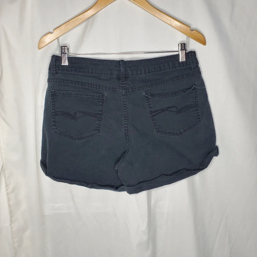 ♡♡ Faded Glory Rolled Hem Denim Shorts Size 10 Black